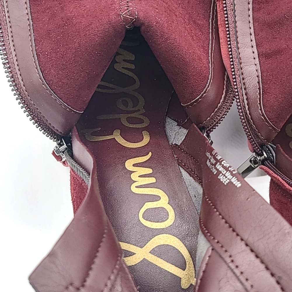Sam Edelman Sadee Burgundy Suede Ankle Booties - Picture 7 of 8